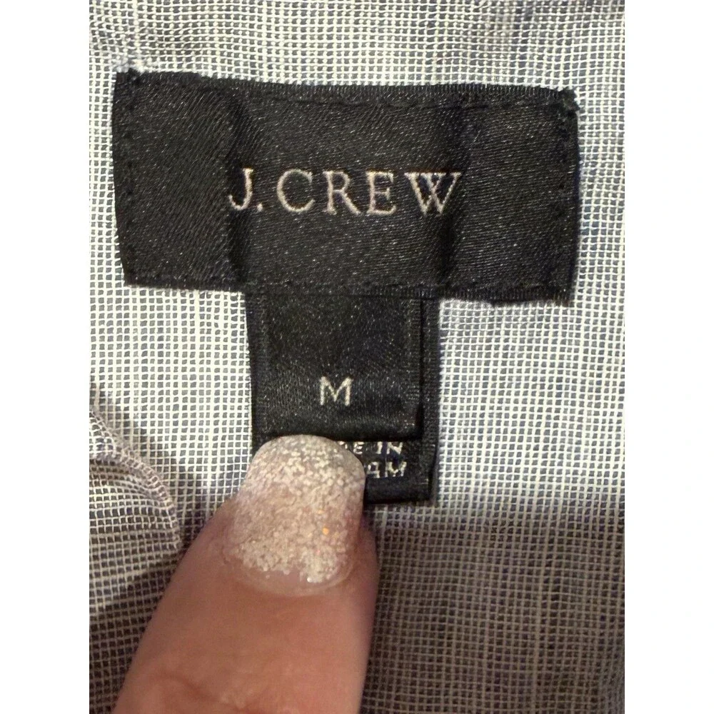 J Crew Linen Short Sleeve Shirt Mens Medium Classic Fit Baird McNutt Blue Irish